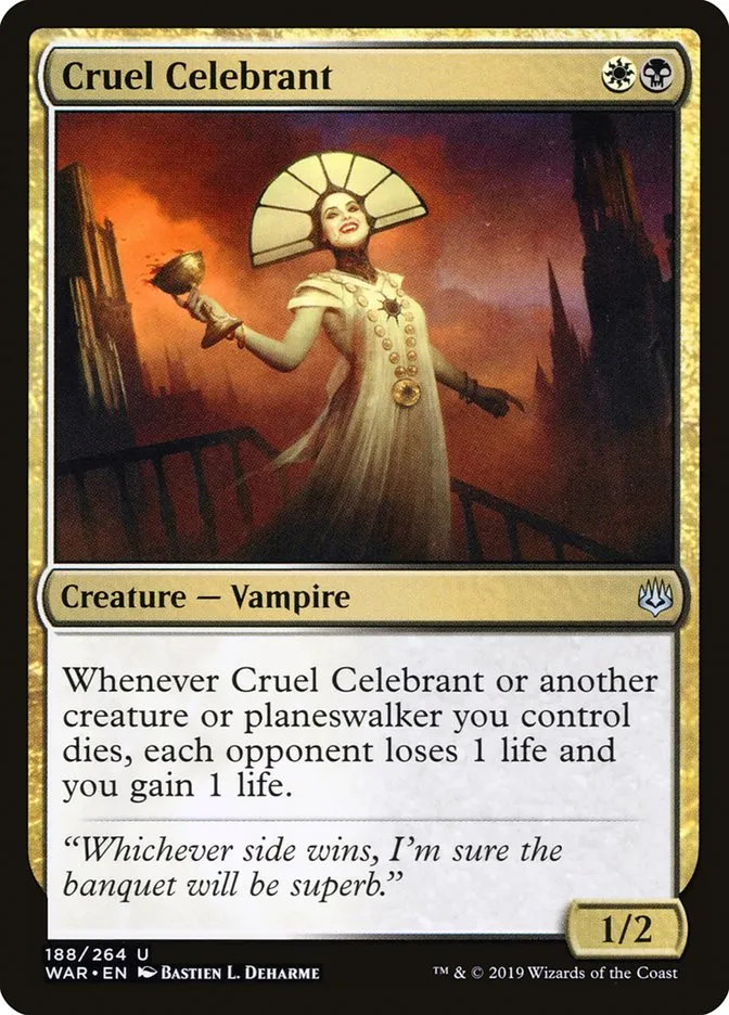 2019 War of the Spark Cruel Celebrant #188 uncommon card image