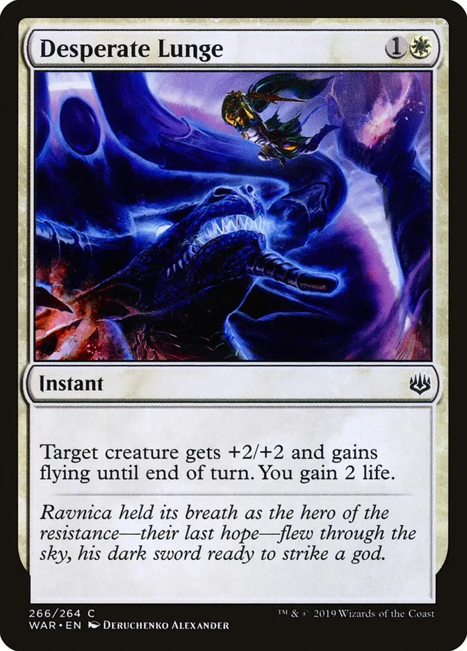 2019 War of the Spark Desperate Lunge #266 common card image