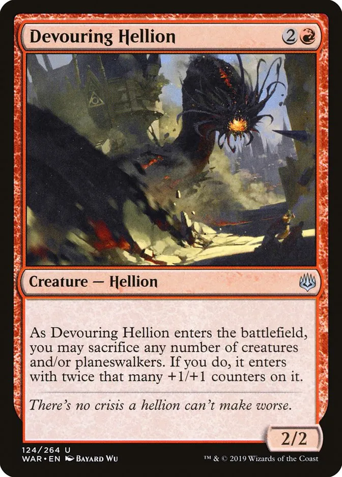 2019 War of the Spark Devouring Hellion #124 uncommon card image