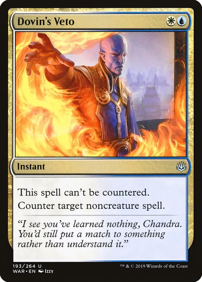 2019 War of the Spark Dovin's Veto #193 uncommon card image
