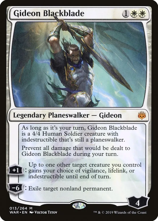2019 War of the Spark Gideon Blackblade #13 mythic card image