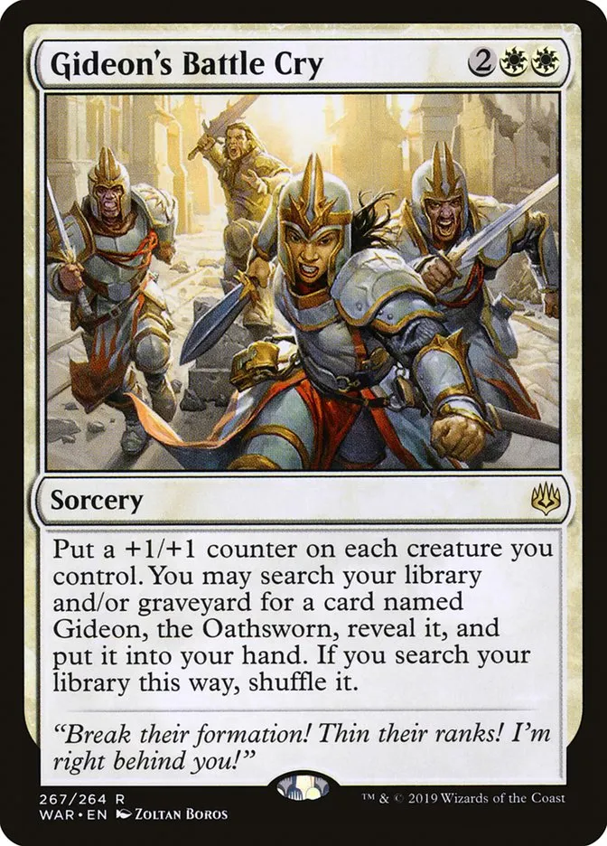2019 War of the Spark Gideon's Battle Cry #267 rare card image