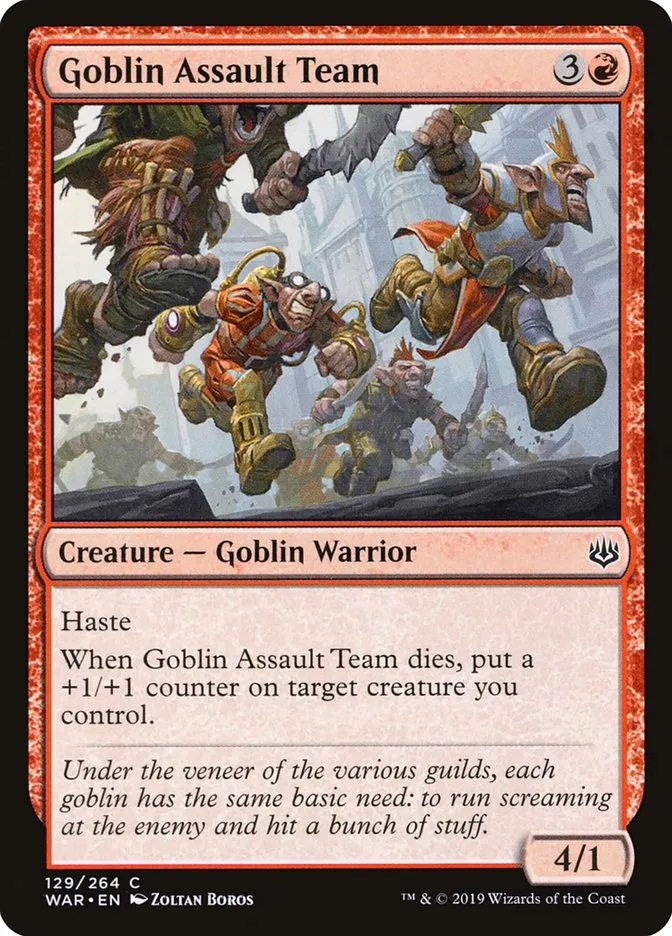 2019 War of the Spark Goblin Assault Team #129 common card image