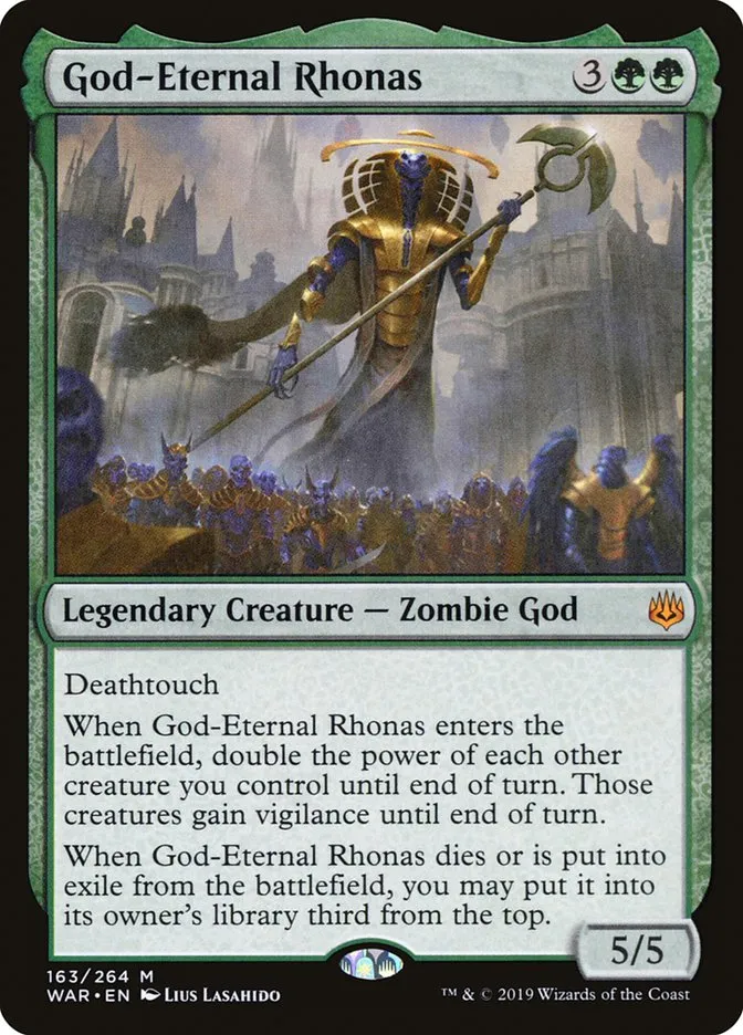 2019 War of the Spark God-Eternal Rhonas #163 mythic card image