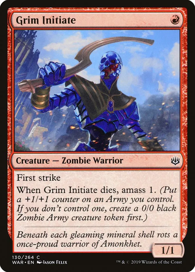 2019 War of the Spark Grim Initiate #130 common card image