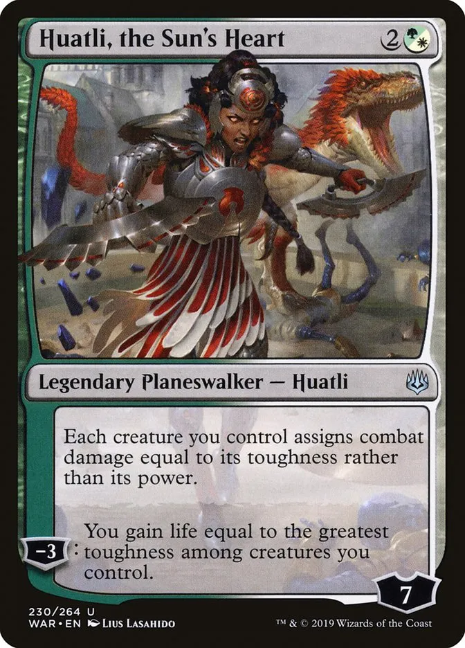 2019 War of the Spark Huatli, the Sun's Heart #230 uncommon card image