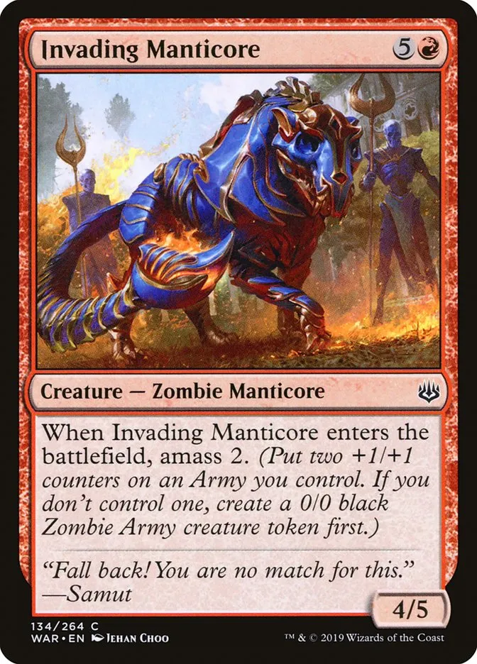 2019 War of the Spark Invading Manticore #134 common card image