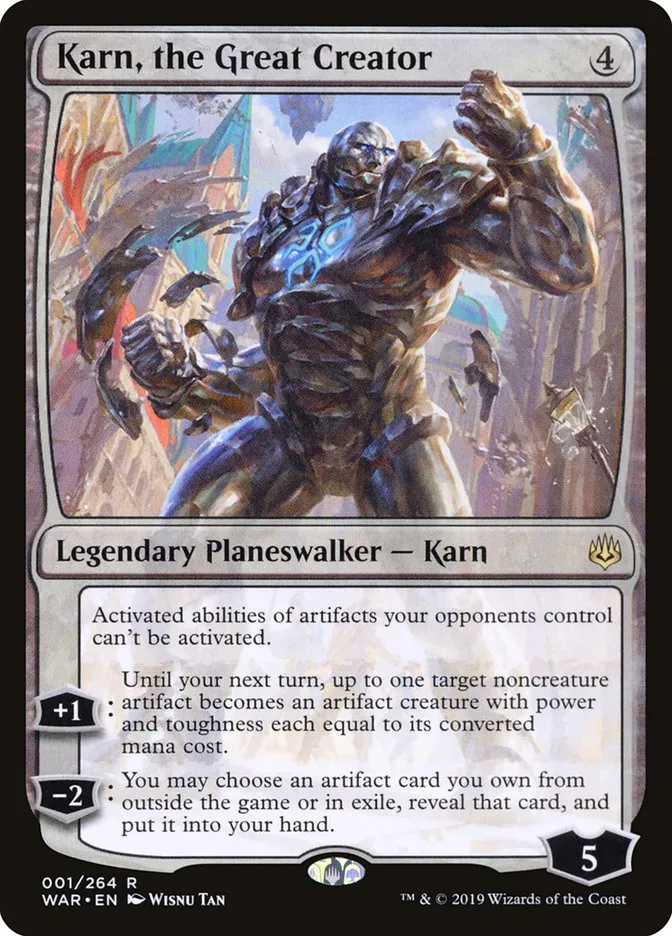 2019 War of the Spark Karn, the Great Creator rare #1 rare card image