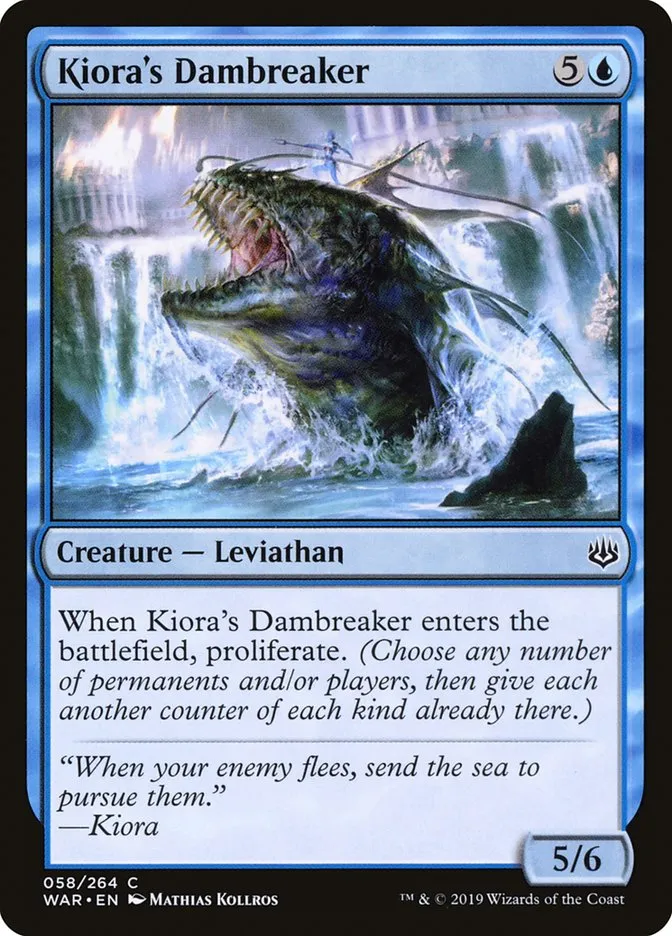 2019 War of the Spark Kiora's Dambreaker #58 common card image