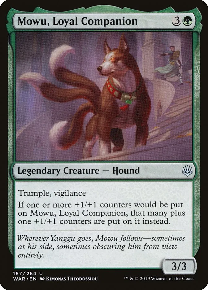 2019 War of the Spark Mowu, Loyal Companion #167 uncommon card image