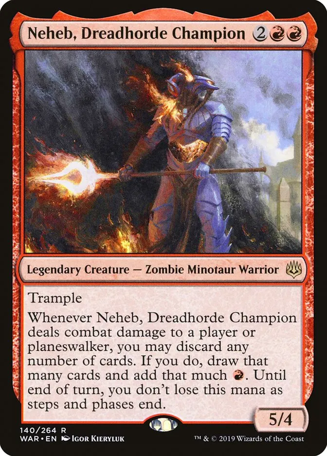 2019 War of the Spark Neheb, Dreadhorde Champion #140 rare card image