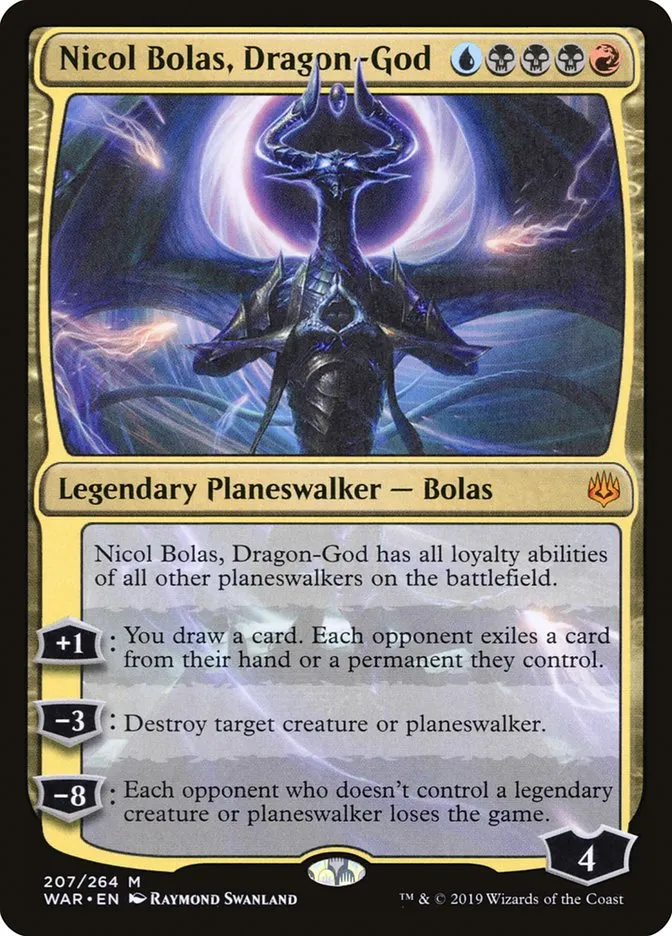 2019 War of the Spark Nicol Bolas, Dragon-God [SDCC] mythic #207 mythic card image