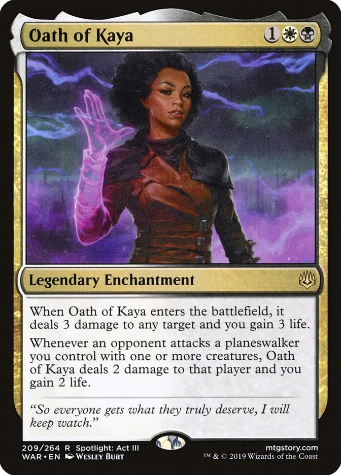 2019 War of the Spark Oath of Kaya #209 rare card image