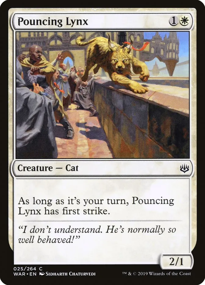 2019 War of the Spark Pouncing Lynx #25 common card image