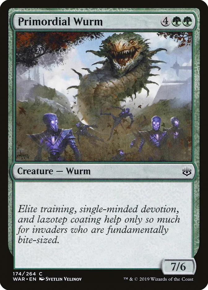 2019 War of the Spark Primordial Wurm #174 common card image