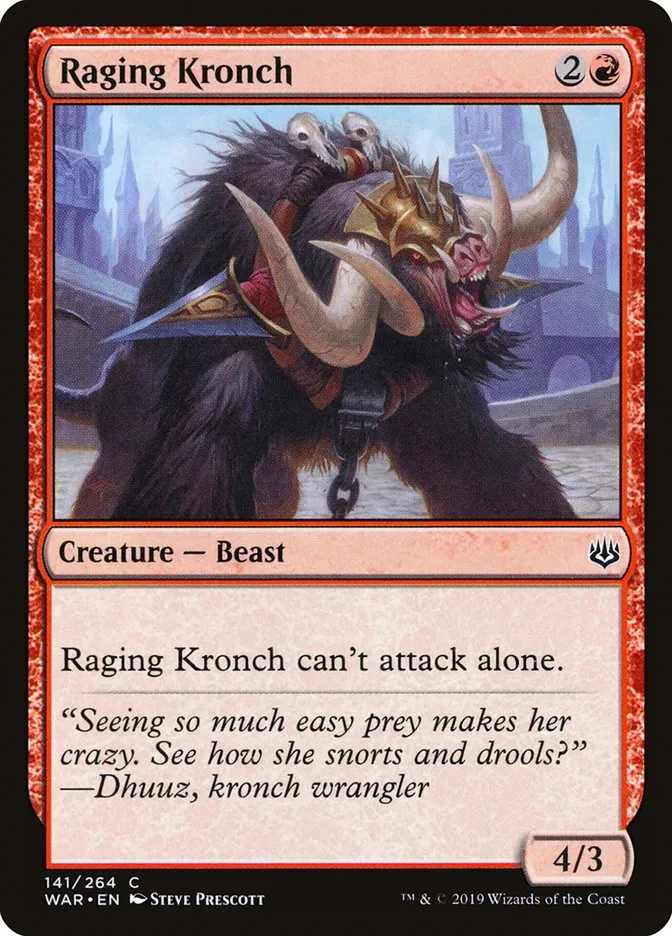 2019 War of the Spark Raging Kronch #141 common card image
