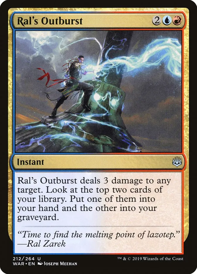 2019 War of the Spark Ral's Outburst #212 uncommon card image