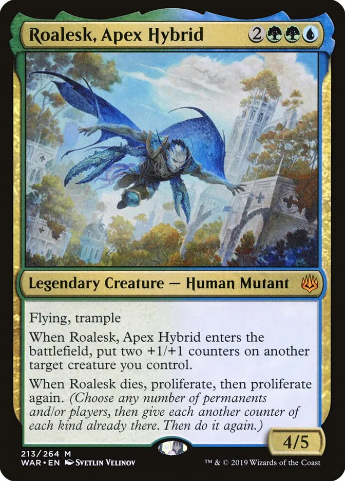2019 War of the Spark Roalesk, Apex Hybrid #213 mythic card image