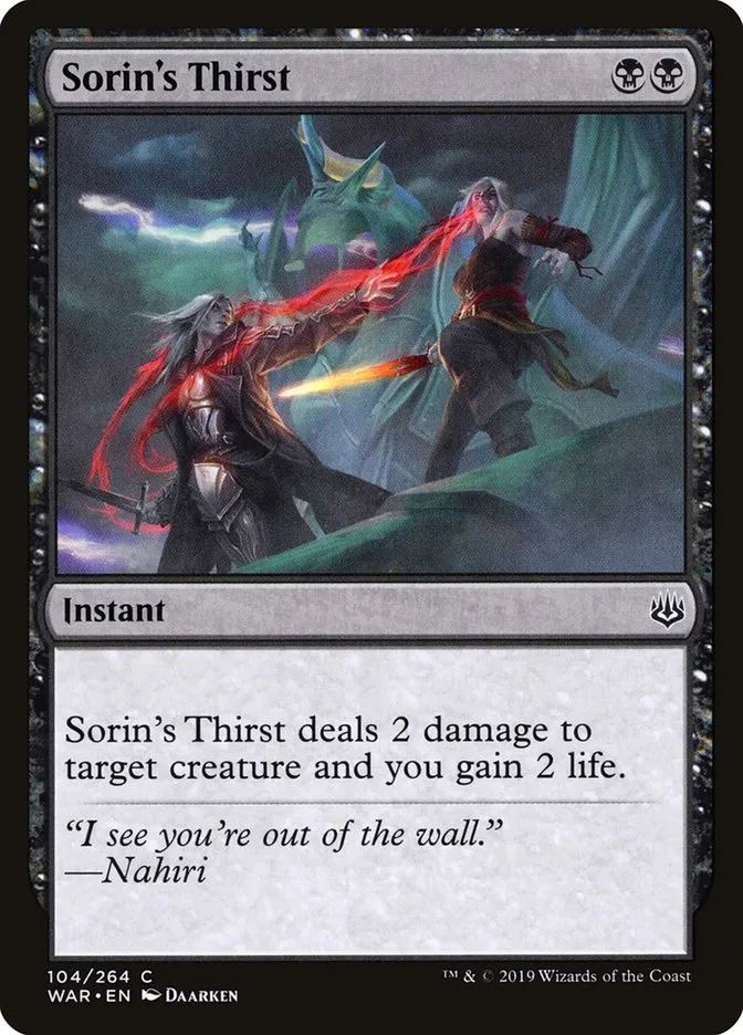 2019 War of the Spark Sorin's Thirst #104 common card image