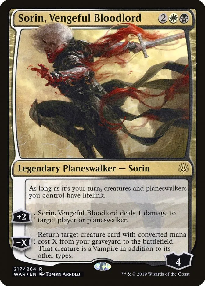 2019 War of the Spark Sorin, Vengeful Bloodlord #217 rare card image
