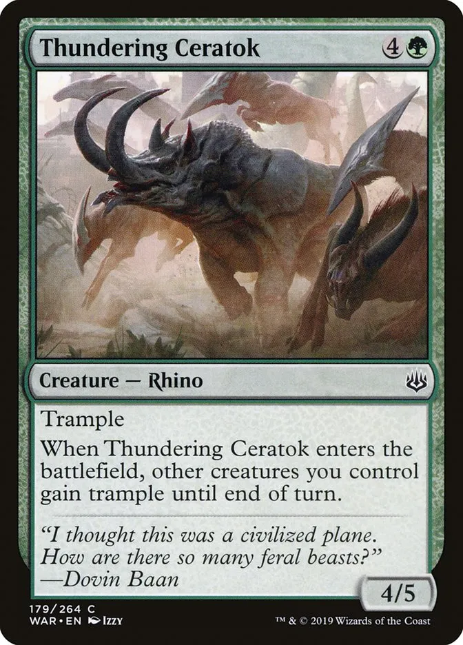 2019 War of the Spark Thundering Ceratok #179 common card image