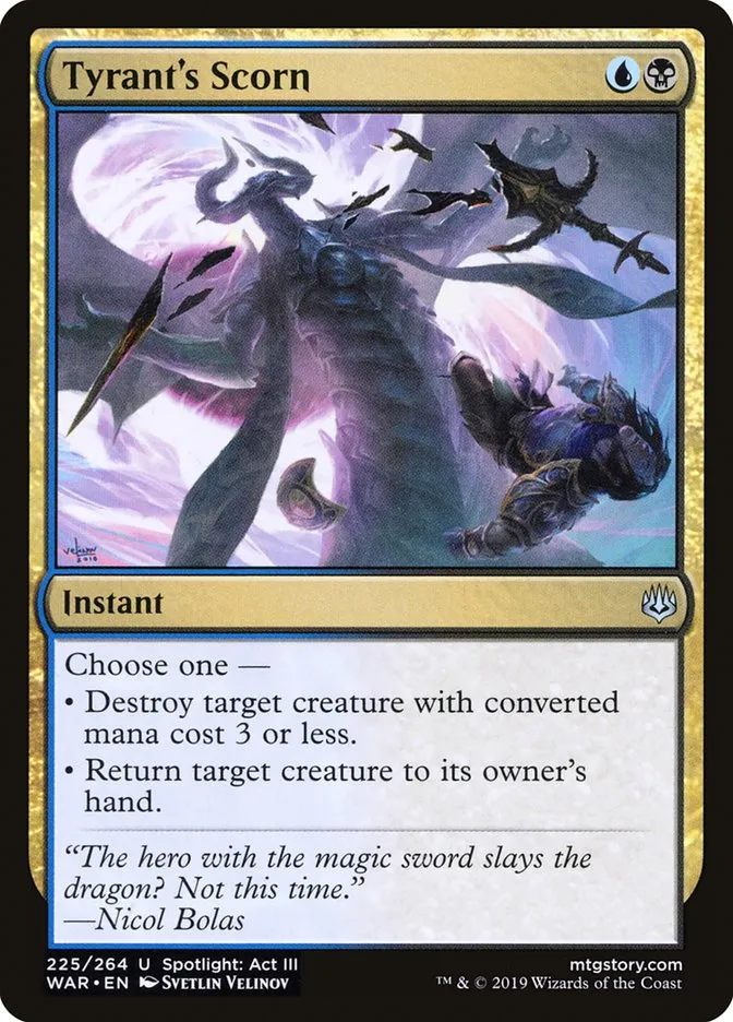 2019 War of the Spark Tyrant's Scorn #225 uncommon card image