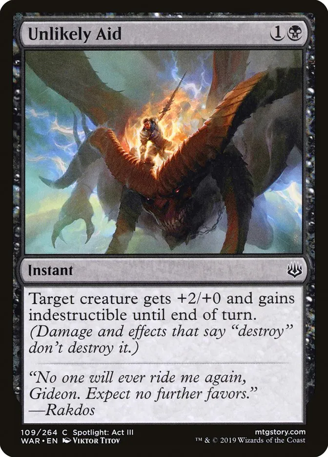 2019 War of the Spark Unlikely Aid #109 common card image