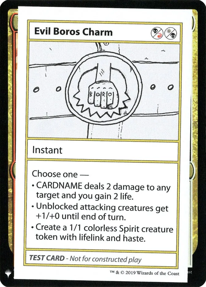 2019 Mystery Booster Playtest Cards 2019 Evil Boros Charm rare #90 unlisted card image