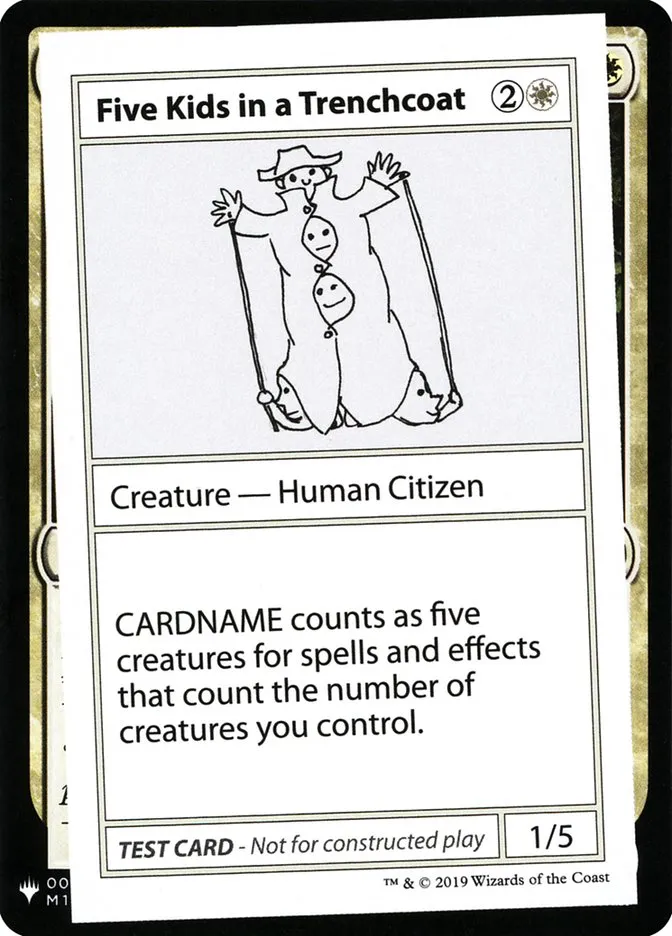 2019 Mystery Booster Playtest Cards 2019 Five Kids in a Trenchcoat rare #5 unlisted card image
