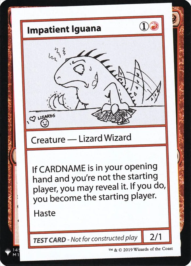 2019 Mystery Booster Playtest Cards 2019 Impatient Iguana rare #55 unlisted card image
