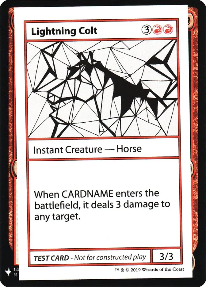 2019 Mystery Booster Playtest Cards 2019 Lightning Colt rare #57 unlisted card image