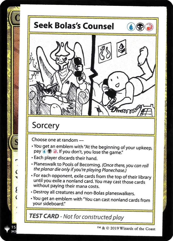 2019 Mystery Booster Playtest Cards 2019 Seek Bolas's Counsel rare #98 unlisted card image