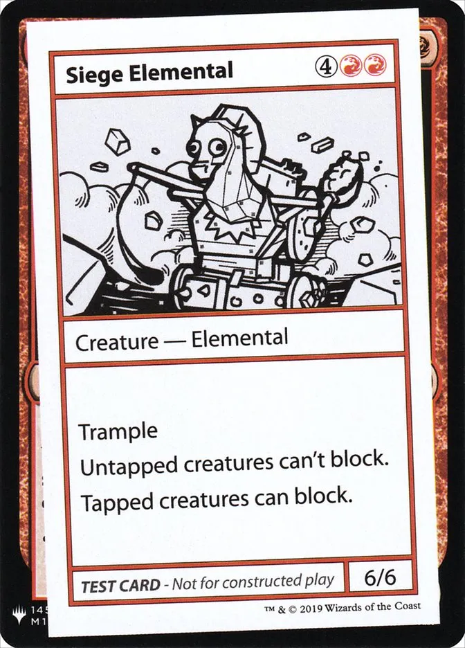2019 Mystery Booster Playtest Cards 2019 Siege Elemental rare #64 unlisted card image