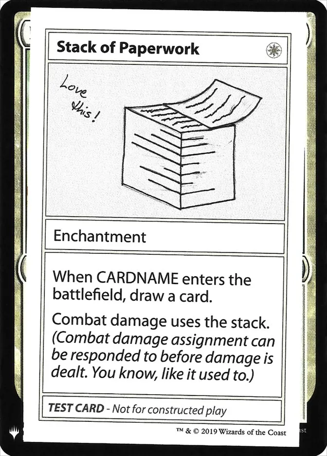 2019 Mystery Booster Playtest Cards 2019 Stack of Paperwork rare #13 unlisted card image