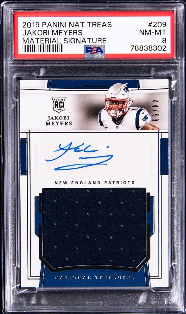 2019 National Treasures Jakobi Meyers Material Signature #209 card image