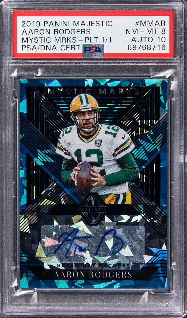 2019 Panini Aaron Rodgers Majestic Mystic Marks Platinum #MM-AR card image