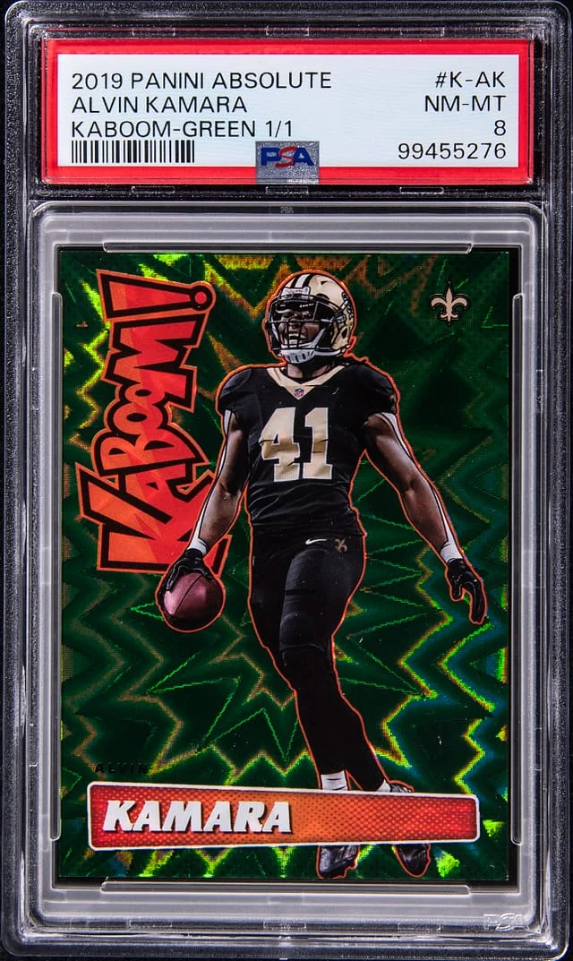 2019 Panini Absolute Alvin Kamara Kaboom! Green #K-AK card image