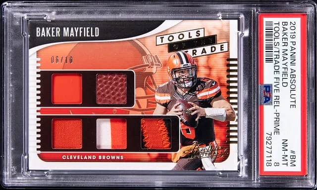 2019 Panini Absolute Baker Mayfield Tools of the Trade Five Relics Prime #TTF-BM card image