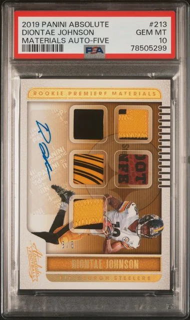 2019 Panini Absolute Diontae Johnson Materials Autographs Five #213 card image
