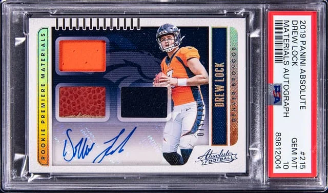 2019 Panini Absolute Drew Lock Materials Autograph #215 card image