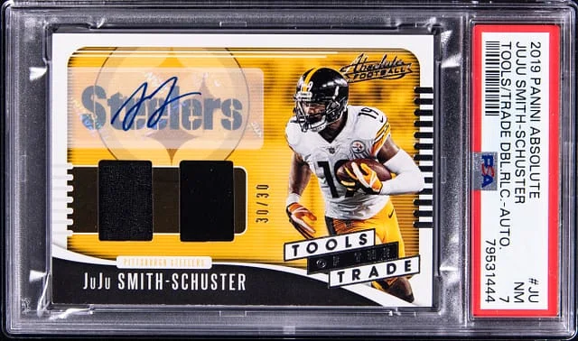 2019 Panini Absolute JuJu Smith-Schuster Tools of the Trade Double Relic Autograph #TTD-JU card image