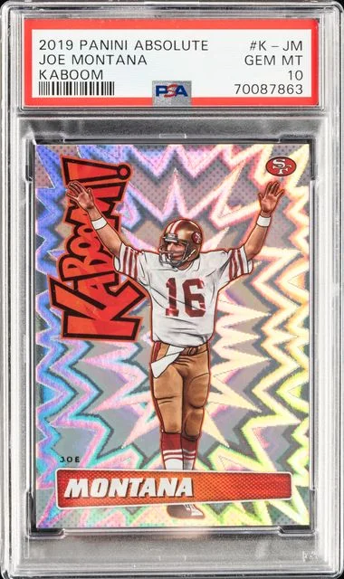 2019 Panini Absolute Kaboom! K-JM Joe Montana #no-number card image