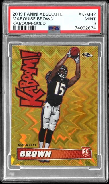 2019 Panini Absolute Marquise Brown Kaboom! Gold #K-MB2 card image