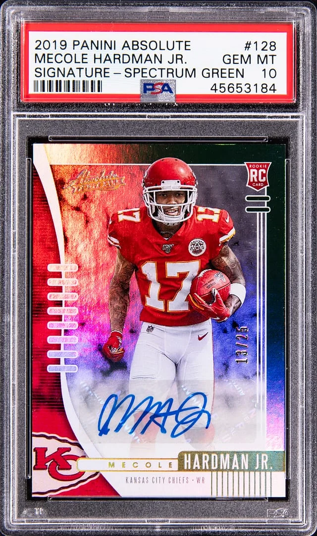 2019 Panini Absolute Mecole Hardman Jr. Signature Spectrum Green #128 card image