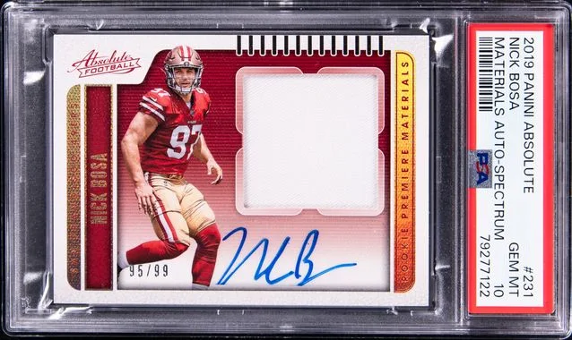 2019 Panini Absolute Nick Bosa Materials Autograph-Spectrum #231 card image