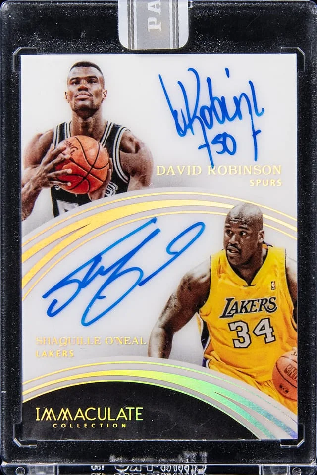 2019 Panini Black David Robinson/Shaquille O'Neal Box '15-16 Immaculate Collection Dual Autographs #53 card image