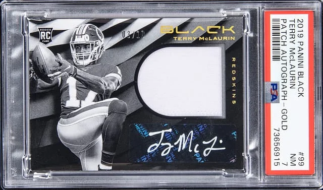 2019 Panini Black Terry McLaurin Patch Autograph Gold #99 card image