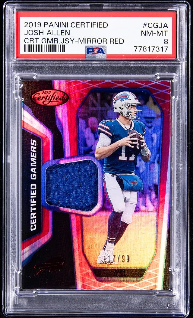 2019 Panini Certified Josh Allen Certified Gamers Jersey Mirror Red #CGJA card image