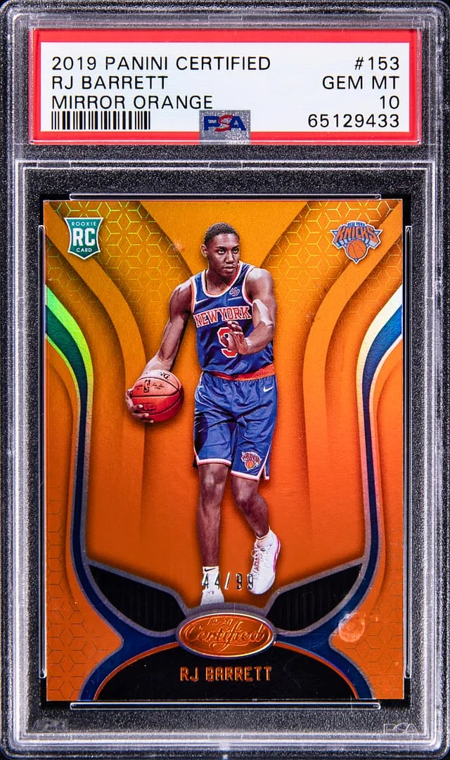 2019 Panini Certified RJ Barrett Mirror Orange #153 card image