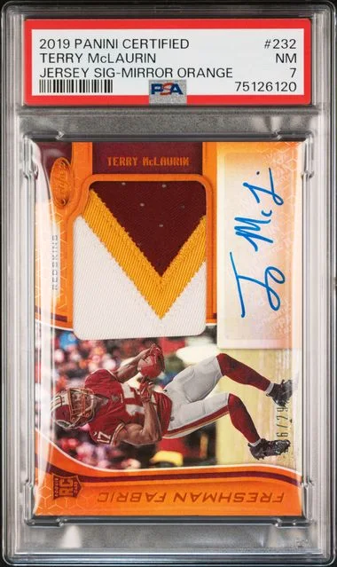 2019 Panini Certified Terry McLaurin Jersey Signature Mirror Orange #232 card image